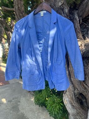 Kenneth Cole New York Denim Blue Shade, Open-Front Lightweight Blazer